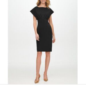 Calvin Klein Women's Boat-Neck Scuba Crepe Sheath Dress - Black